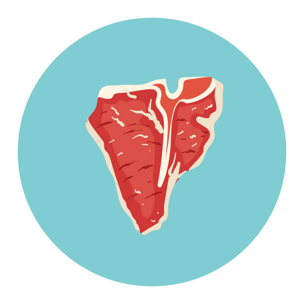 ilustrações de stock, clip art, desenhos animados e ícones de flat design style meat icon - t-bone steak - steak meat beef t bone steak