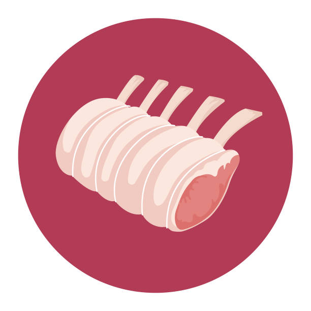 ilustrações de stock, clip art, desenhos animados e ícones de flat design style meat icon - rack of lamb - rack of lamb illustrations