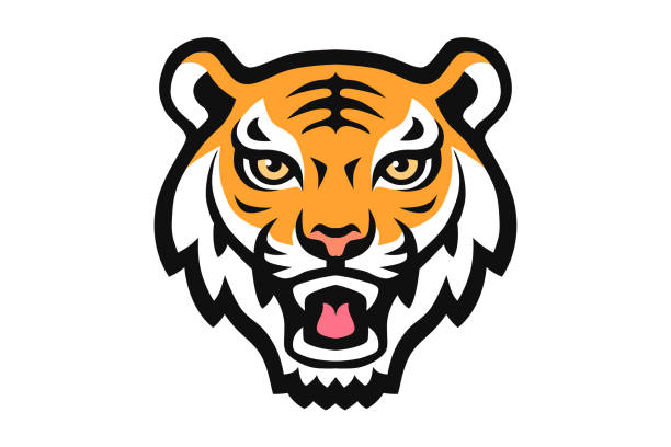 tygří zvířecí maskot hlava vektorové ilustrační logo - tygr stock ilustrace