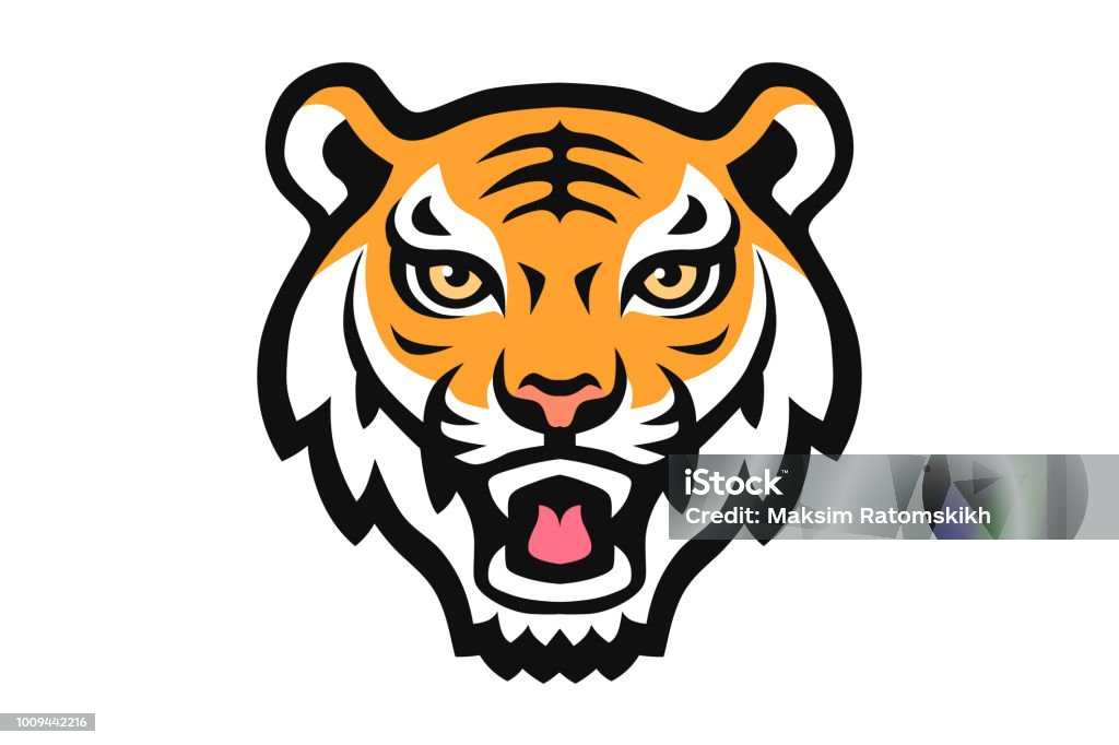 Tigre mascotte animaux tête illustration logo vectoriel - clipart vectoriel de Tigre libre de droits