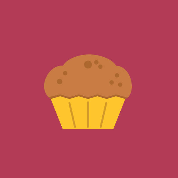 ikona roztomilého snídaňového jídla - muffin - muffin stock ilustrace