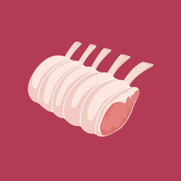ilustrações de stock, clip art, desenhos animados e ícones de flat design style meat icon - rack of lamb - rack of lamb illustrations