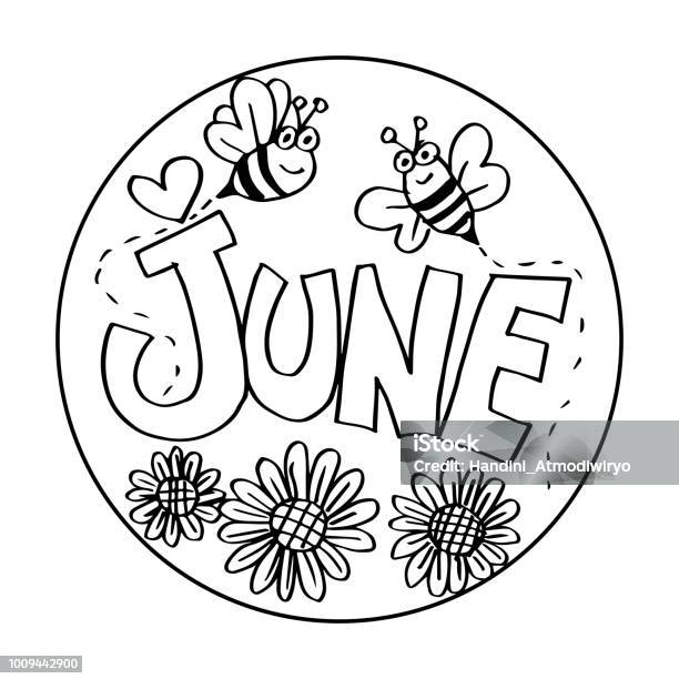 June Coloring Pages For Kids Stock Illustration - Download Image Now - Abstract, Art, Black Color