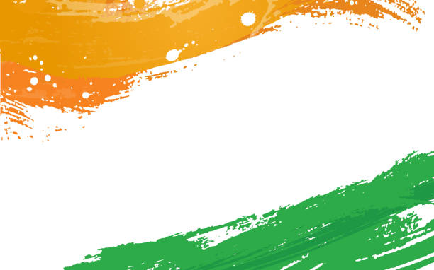 삼 색 브러시 스트로크 - indian flag india flag independence stock illustrations