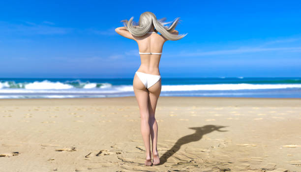 istock Woman swimsuit on beach. 1009448940