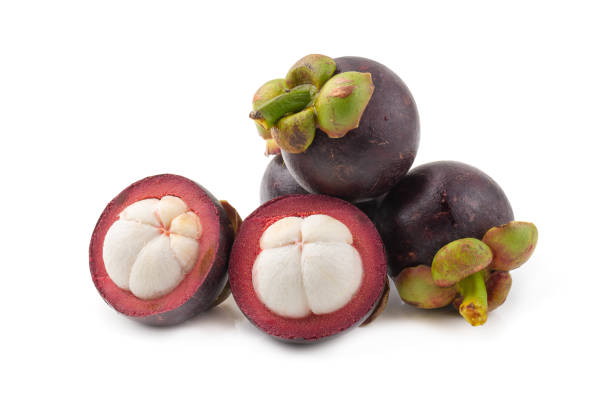 istock Ripe mangosteen fruit isolated on a white background 1009452254