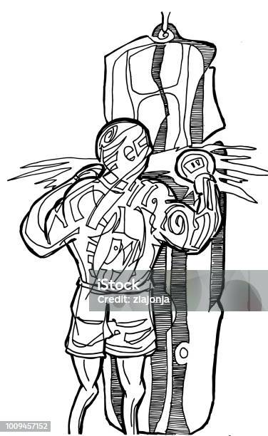 Boxer Punch Coloring Page Stock Illustration - Download Image Now - Abstract, Art, Black And White