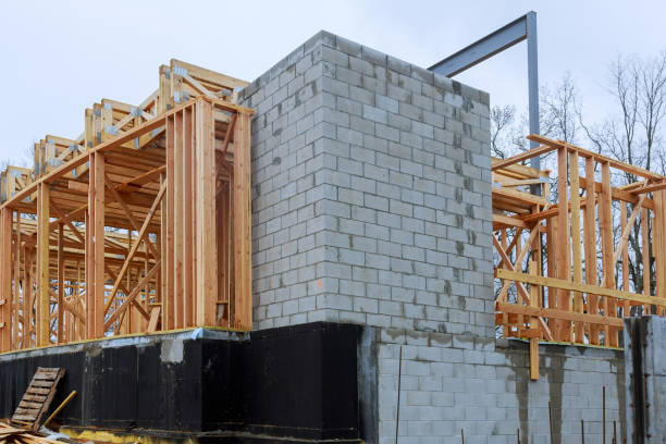 istock New Construction Wood Home Framing Abstract. 1009461616