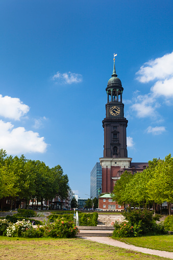 The famous St. Michaelis Church (Michel) in Hamburg, Germany