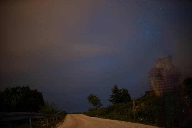 istock Driving on country road at night 1009471788
