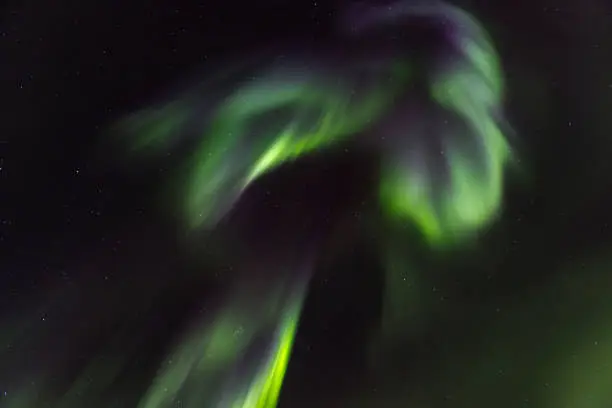 A light from space dancing across the night sky at Narvik, Norway. kp 7.33