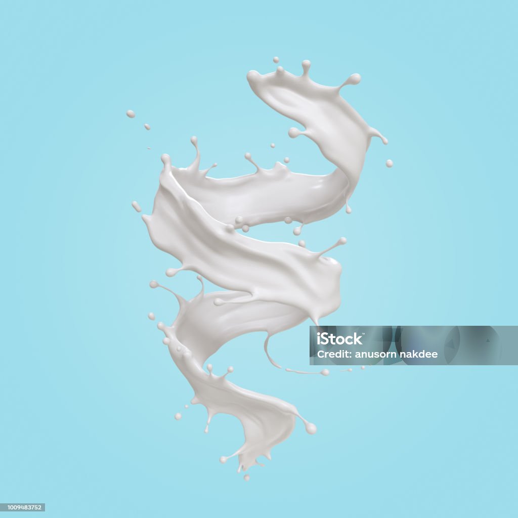 Milk splash in spiral shape design element. Milk Stock Photo