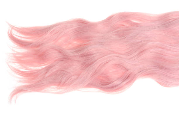 wavy pink hair extension wavy pink hair extension on white pink hair stock pictures, royalty-free photos & images