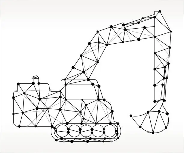 Vector illustration of Backhoe Triangle Node Black and White Pattern