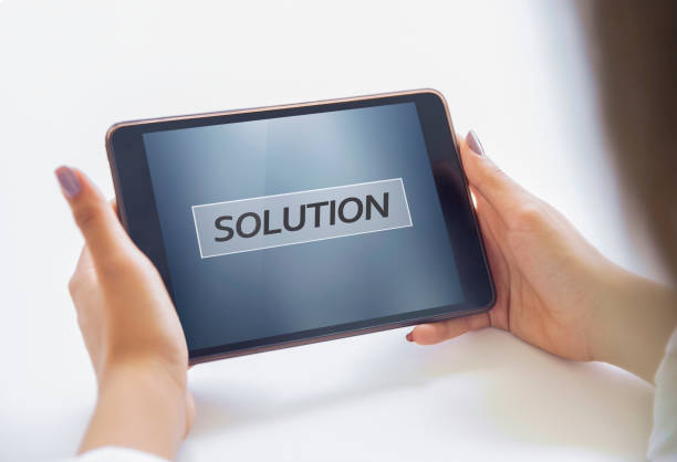 istock The young businesswoman is using a tablet. Solution Concept 1009493754