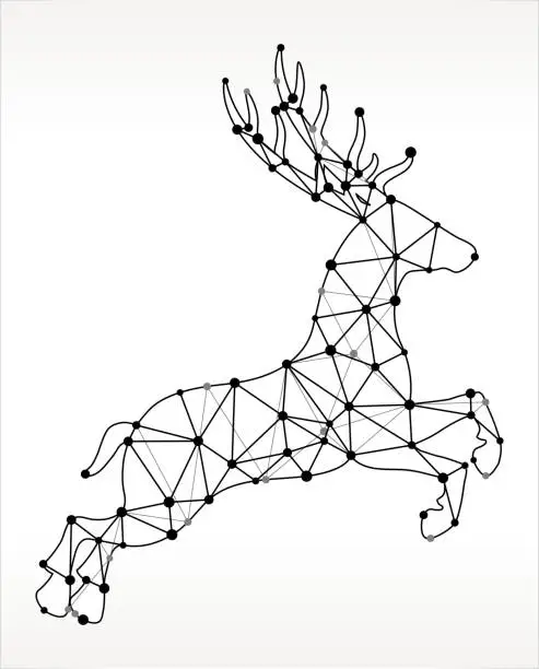 Vector illustration of Deer Triangle Node Black and White Pattern