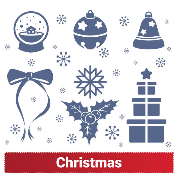 Christmas Holiday Vector Icons Christmas holiday vector icons. Collection of symbols related to winter holidays. Merry Xmas and Happy New Year. Isolated vector set on white background. snow globe empty silhouette stock illustrations