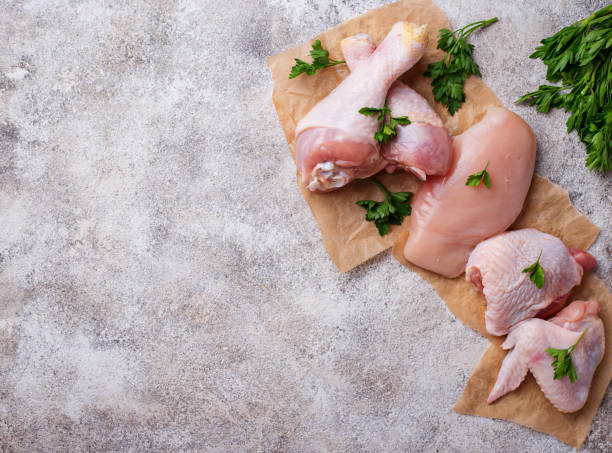 istock Raw chicken meat fillet, thigh, wings and legs 1009518190