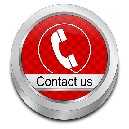 decorative red button contact us - 3D illustration