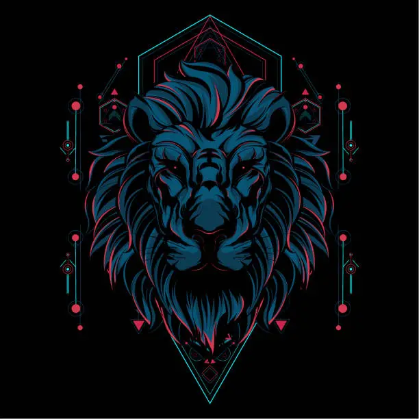 Vector illustration of The Lion sacred geometry