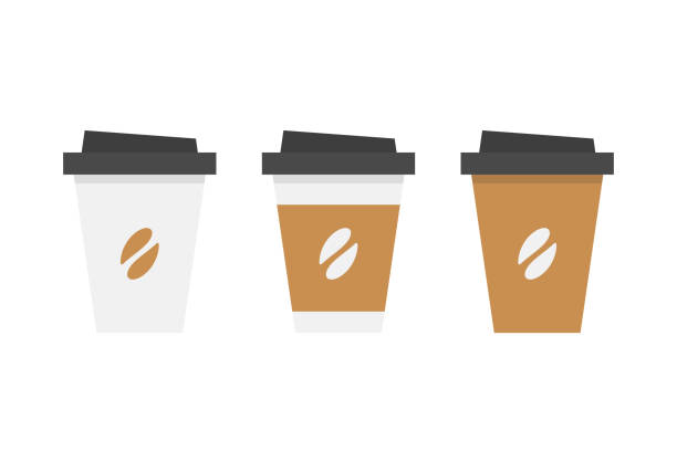 ilustraciones, imágenes clip art, dibujos animados e iconos de stock de plástico y taza de café - coffee cafe latté cup