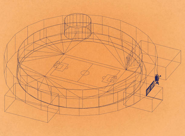 istock football stadium - Retro Architect Blueprint 1009561006