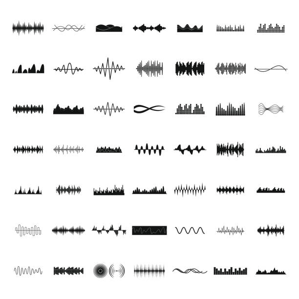 サウンド ウェーブのアイコンを設定、シンプルなスタイル - 長さ点のイラスト素材／クリップアート素材／マンガ素材／アイコン素材