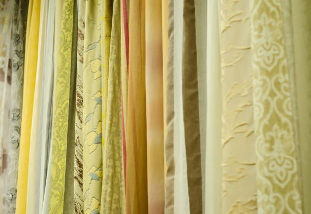 istock Curtains fabric in the store textile 1009561318