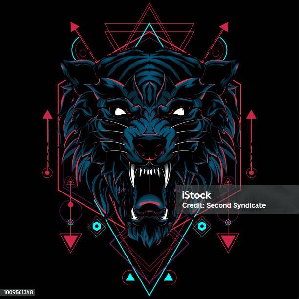 Wild Wolf Sacred Geometry Stock Illustration - Download Image Now - Wolf, Eye, Abstract