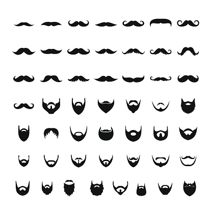 Mustache and beard icons set. Simple illustration of 50 mustache and beard vector icons for web