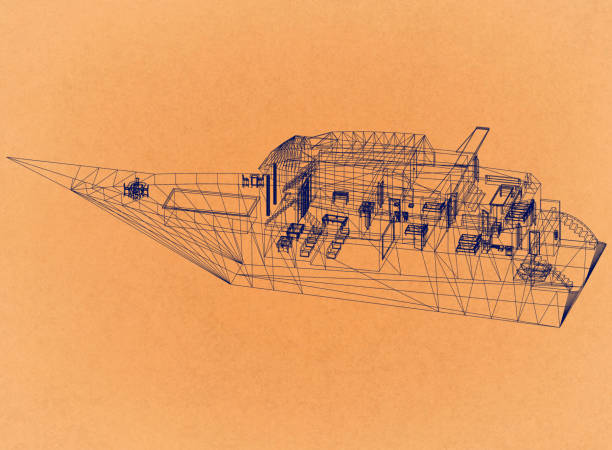 istock Yacht design - Retro Architect Blueprint 1009567894
