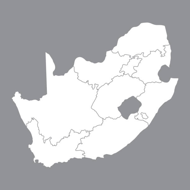 空白地圖南非。南非的高品質地圖與省在灰色背景。股票載體。向量插圖 eps10。 - natal 幅插畫檔、美工圖案、卡通及圖標