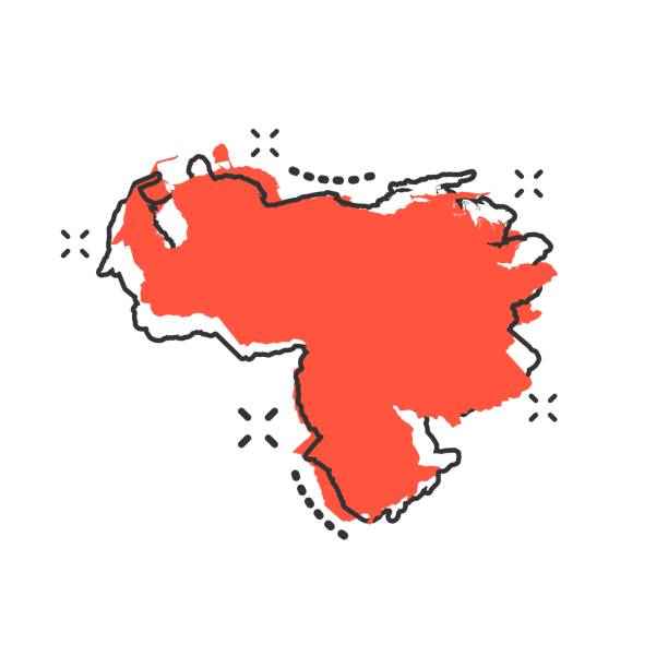 вектор мультфильм венесуэла карта значок в комическом стиле. венесуэла подписать иллюстрацию пиктограммы. картография карта бизнес вспле� - venezuela stock illustrations