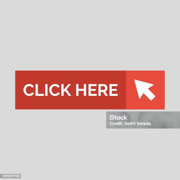 Click Here Flat Button On Grey Background Stock Illustration - Download Image Now - Computer Mouse, Keypad, Push Button