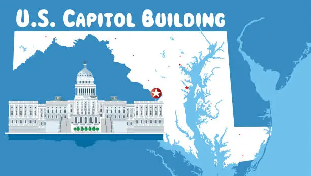 Vector illustration of MARYLAND and U.S. Capitol Building