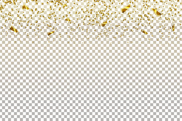 現実的なベクトルは、装飾や背景が透明のカバーの金色の紙吹雪を分離しました。お誕生日おめでとう、パーティー、休日の概念。 - bazaar abstract yellow multi colored点のイラスト素材／クリップアート素材／マンガ素材／アイコン素材