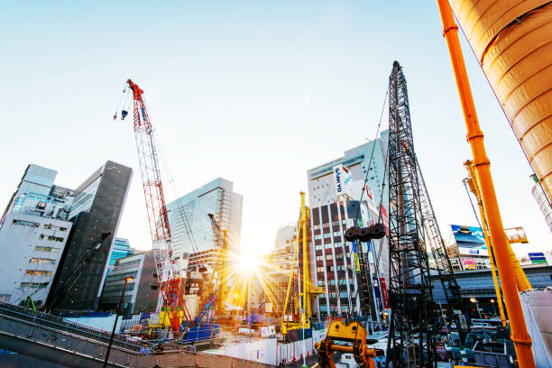 Tokyo, Japan - June 05, 2016: Tokyo is one of the most developed cities in the world in terms of infrastructure and architecture. Crowded streets in famous Shibuya are trademark of the city. Ongoin works on the infrastructure are under its way.