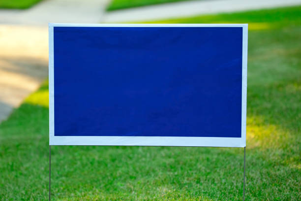 Blank Blue Yard Sign stock photo