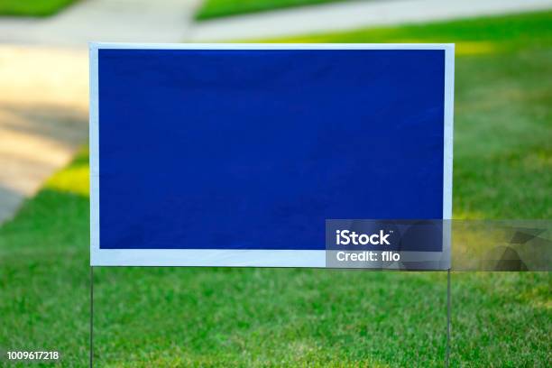 Blank Blue Yard Sign Stock Photo - Download Image Now - Sign, Yard - Grounds, Election