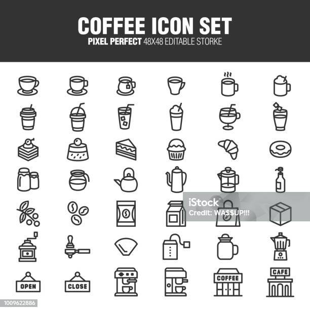 Coffee Icon Set Stock Illustration - Download Image Now - Icon Symbol, Iced Coffee, Syrup