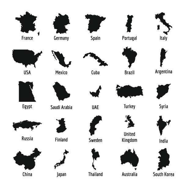 zestaw ikon mapy kraju, prosty styl - argentina australia stock illustrations