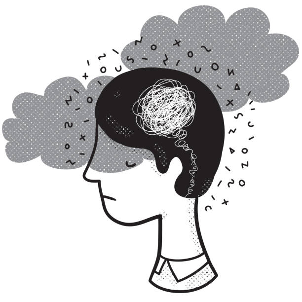 istock Vector illustration of a man in depressive state of mind. Depression and frustration concept. Monochrome artwork dedicated to mental health problems. 1009629756