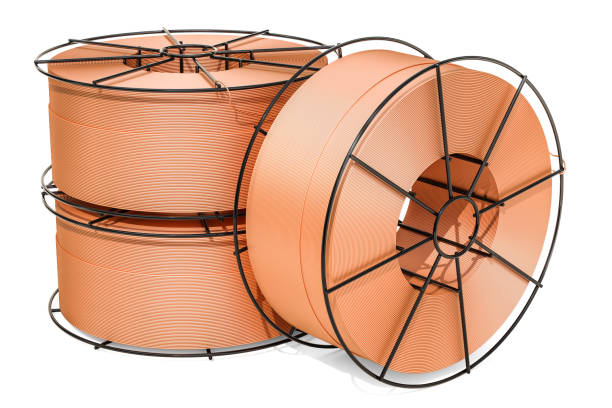 istock Set of copper soldering, welding wire spools. 3D rendering isolated on white background 1009641566