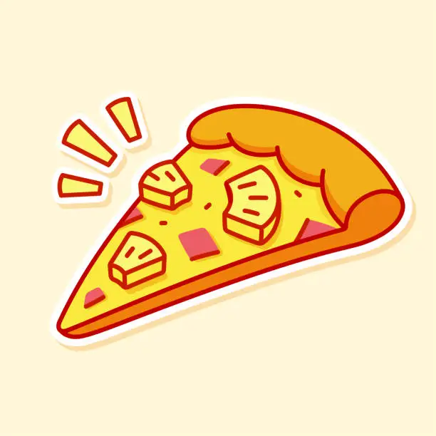 Vector illustration of Pineapple pizza slice