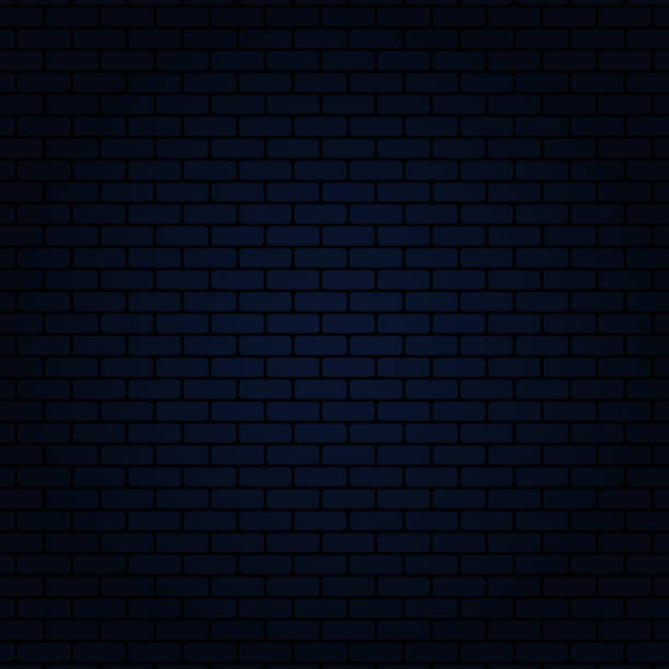 BLUE BRICK WALL It's a dark brick background image. dark blue night stock illustrations