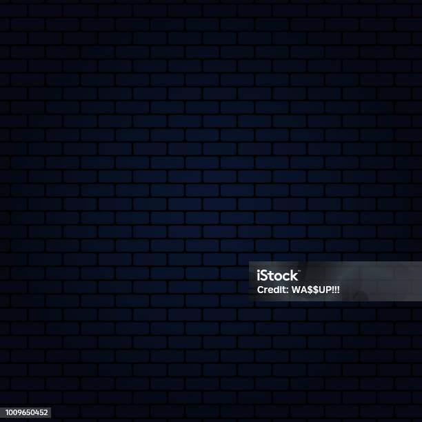 Blue Brick Wall Stock Illustration - Download Image Now - Brick Wall, Dark Blue, Brick