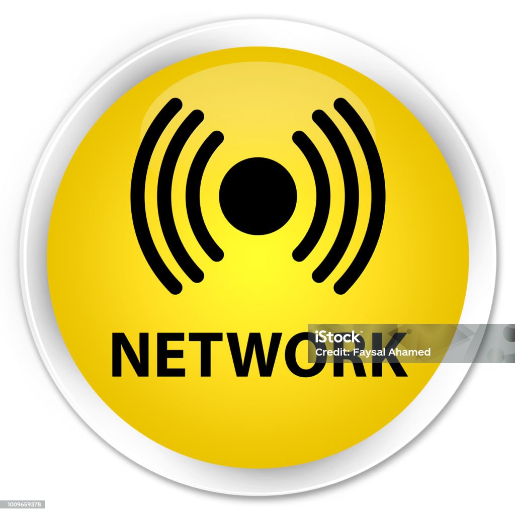 Computer Network Yellow Network Premium Yellow Round Button Stock Illustration - Download Image ...