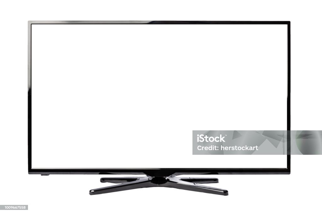 Smart Tv display LED ad altissima definizione isolata su sfondo bianco - Foto stock royalty-free di Televisore