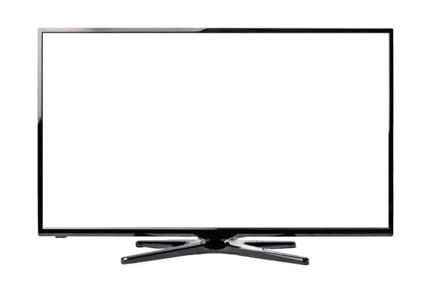 smart tv display led ad altissima definizione isolata su sfondo bianco - big screen tv foto e immagini stock
