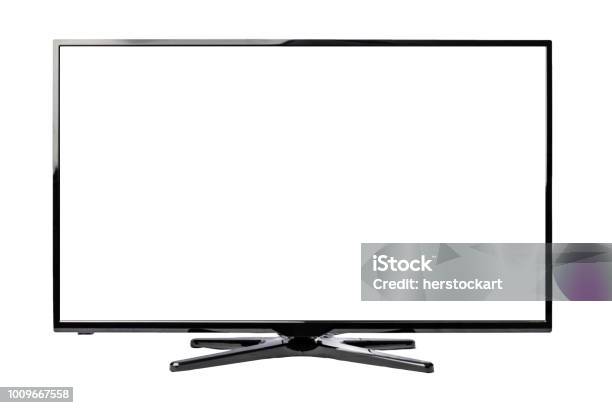 Smart Tv Display Led Ad Altissima Definizione Isolata Su Sfondo Bianco - Fotografie stock e altre immagini di Televisore